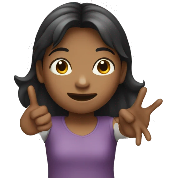 The girl pulls her hand up emoji