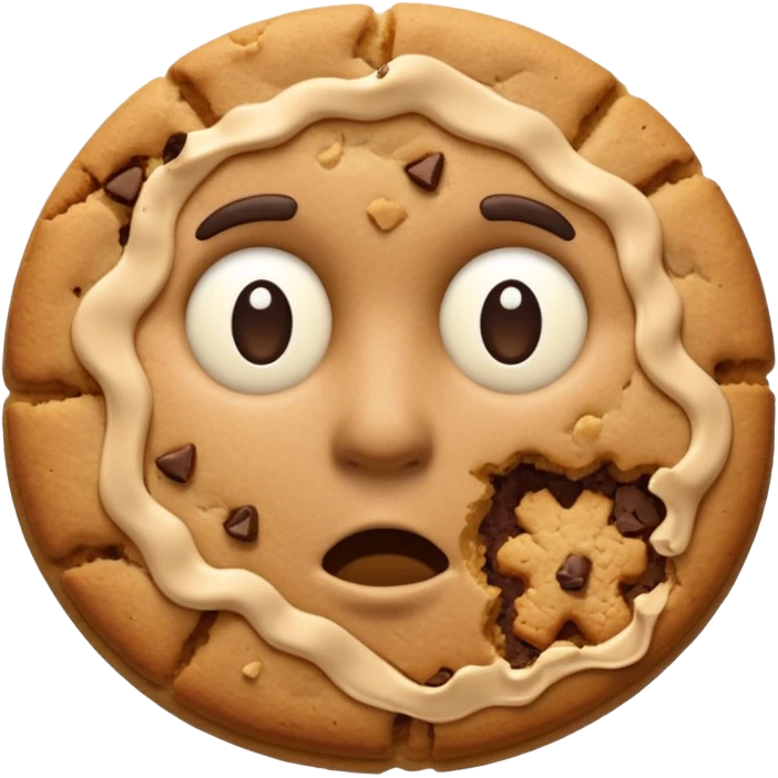 {
    "type": "object",
    "look": "broken cookie man, missing bite, crumbs on edge, front view",
    "description": "a cookie man partially eaten, showing a bite mark and rough crumbs"
  } emoji