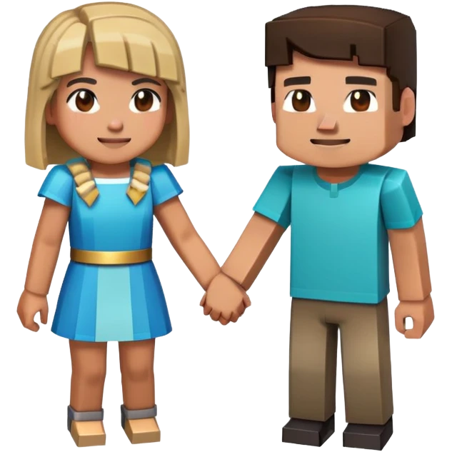 Minecraft boy and girl holding hands emoji