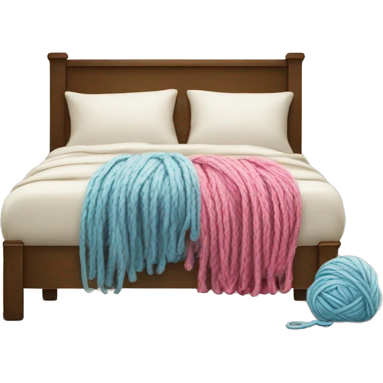 Bed + laptop + yarn skein emoji