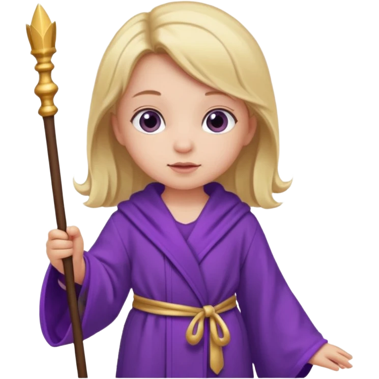 baby girl wizard with purple robe and staff emoji
