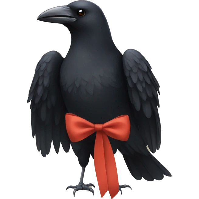 A crow wearing a bow emoji