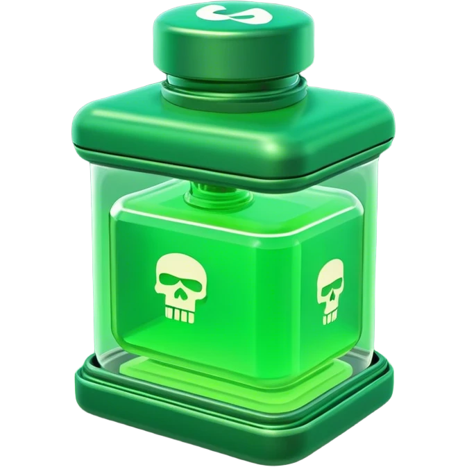 Clash of Clans aesthetic: Cinematic Playful Sci-fi green health pack Emoji, rendered in a 3D vector-style similar to standard emojis with minimal shading and bold, simplified shapes. A compact, futuristic vial with a glowing neon liquid and sleek contours, softly glowing with a healing cosmic charm. Simplified yet unmistakably iconic, highly detailed and consistent, glowing with a soft radiant glow and high shine. Stylized with a touch of futuristic alchemy and a soft glowing outline, capturing the essence of a vital energy elixir with a playful, interstellar spirit! emoji