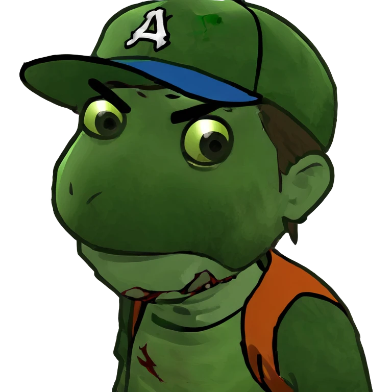 boy zombie with brown straight hair with green skin emoji