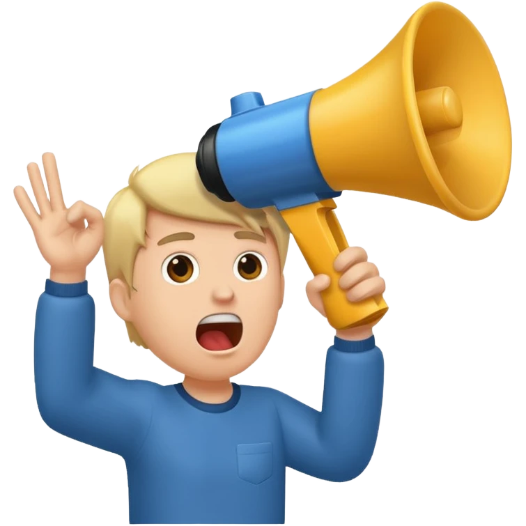  2nd pic yelling into megaphone held in right hand emoji