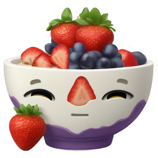 fruit yogurt bowl with strawberries and grapes emoji