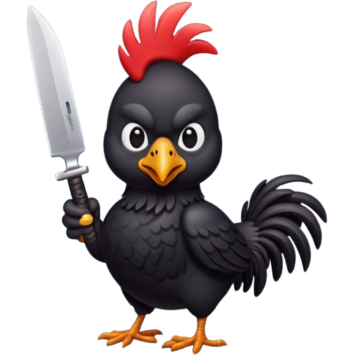 black chicken holding knive emoji