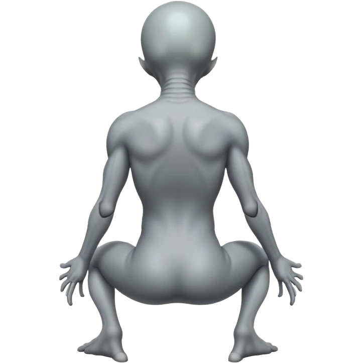 fullbody gray alien kneeling BACKVIEW emoji