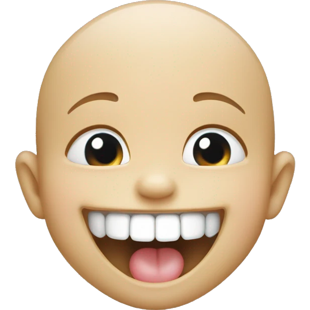grinning baby with one tooth and a single cul emoji