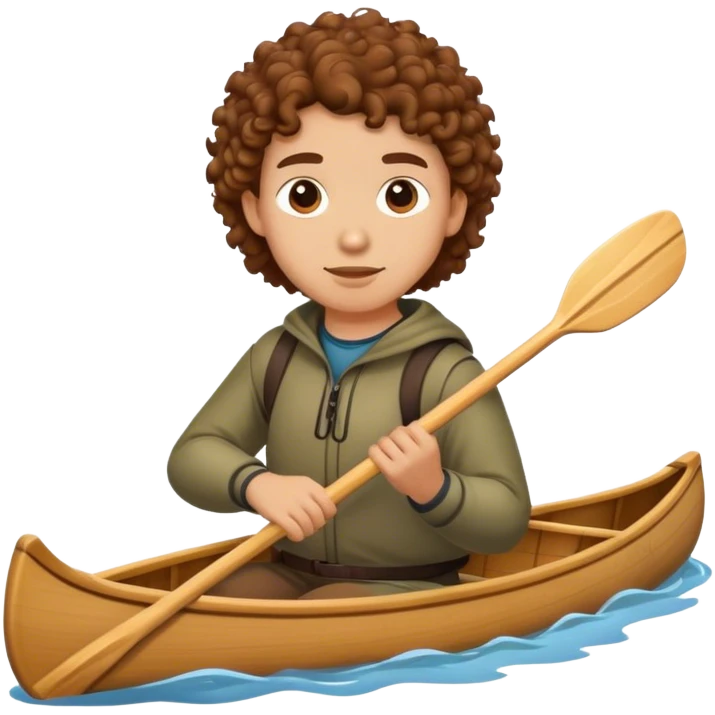 brown curly hair gil in a canoe emoji