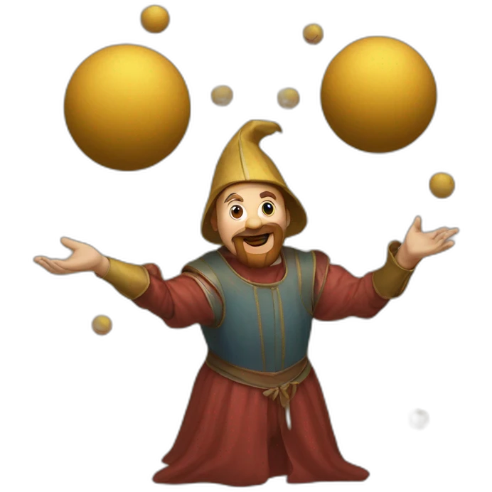 medieval juggler juggling 4 same-sized balls over them emoji
