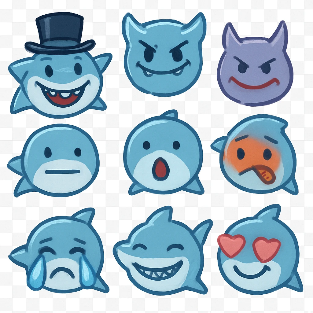 Shark with a top hat emoji