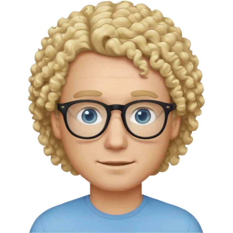 white guy with curly blonde hair and light blue ish eyes with black glasses  emoji