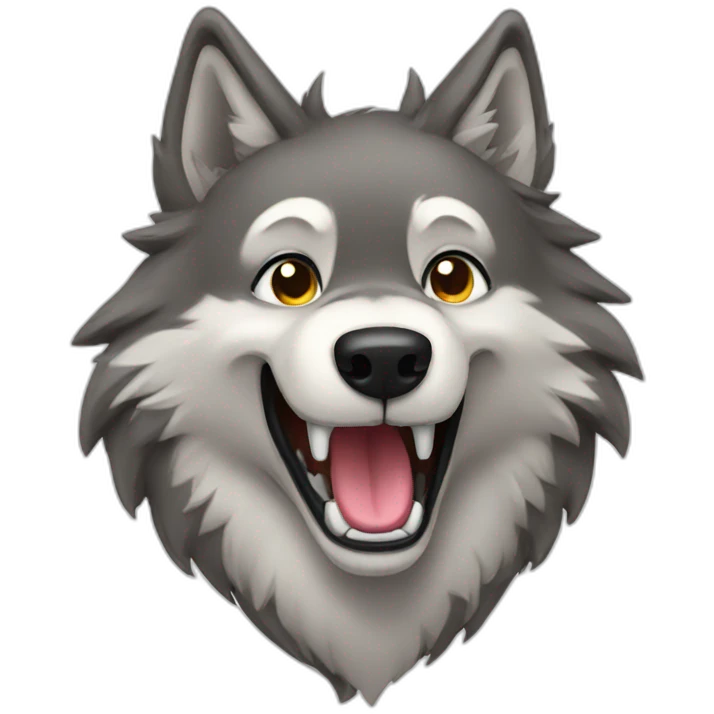 Wolf happy emoji