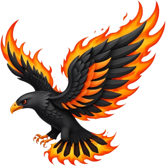 A black wing on fire emoji