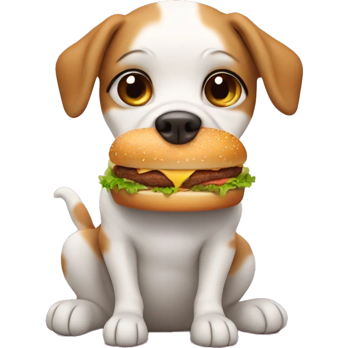pregnant dog eating burger  emoji