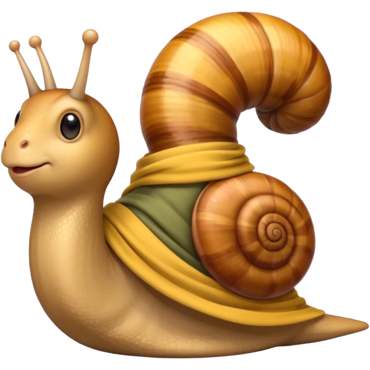 snail wearing scarf sliding emoji