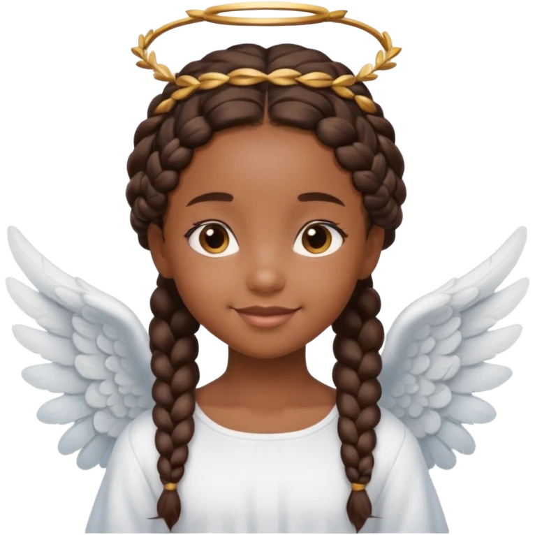 black Cute Girl with Angel Wings and braided hair emoji