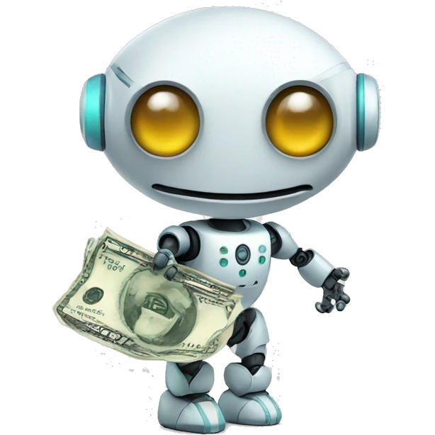 Cute robot with money emoji