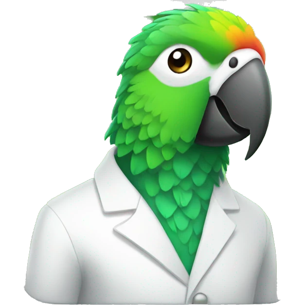 Parrot wearing a Clean room suit emoji