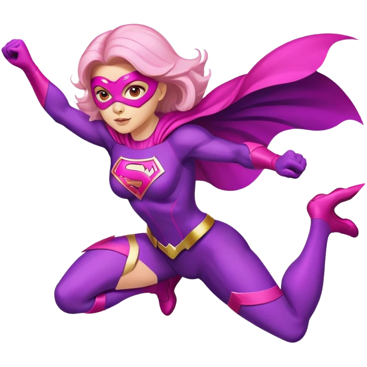 pink violet woman superhero flying emoji