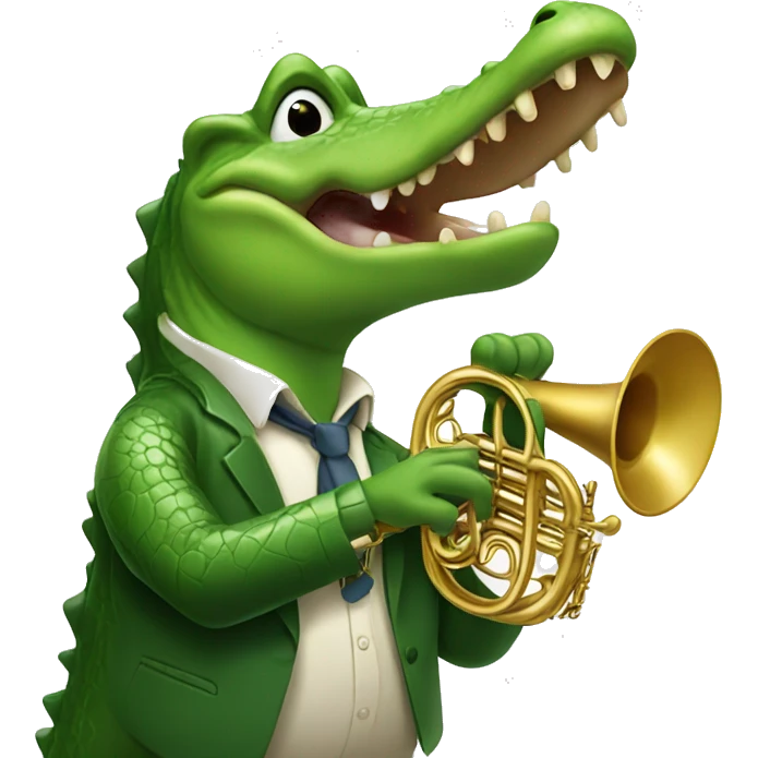 Alligator with French horn emoji
