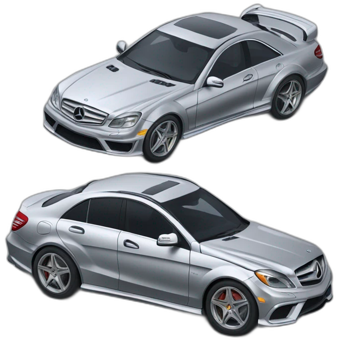 mercedes amg, silver，isometric view emoji