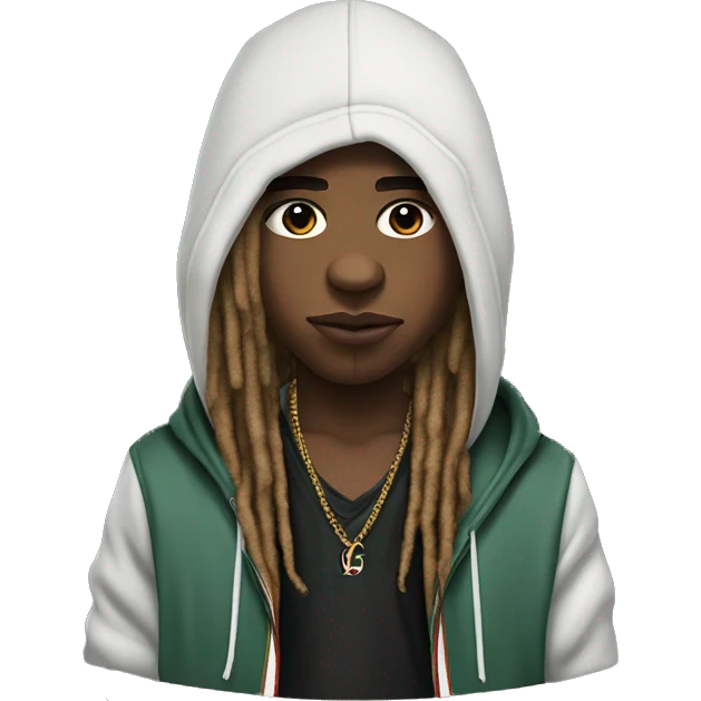Young hustler with dreads wearing Gucci hoodie emoji