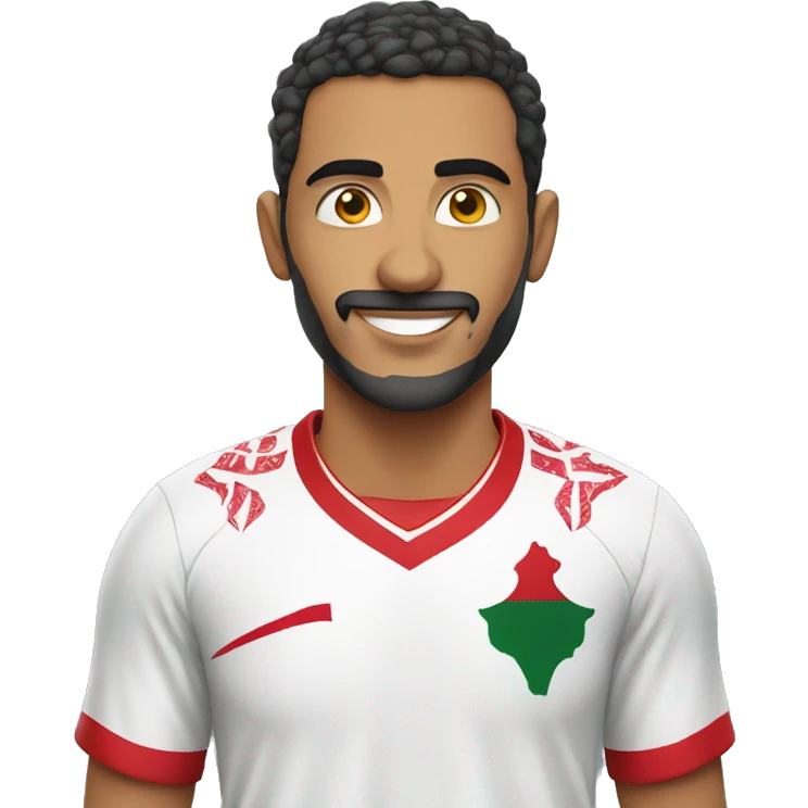 Moroccan men soccer supporter whit Moroccan jersey  emoji