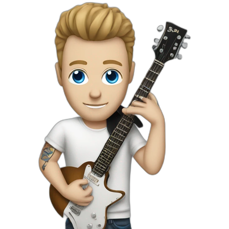 rock star white man with a guitar and blue eyes and tattoos emoji