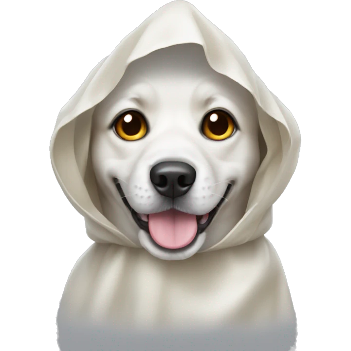 Cute dog in ghost sheet costume  emoji