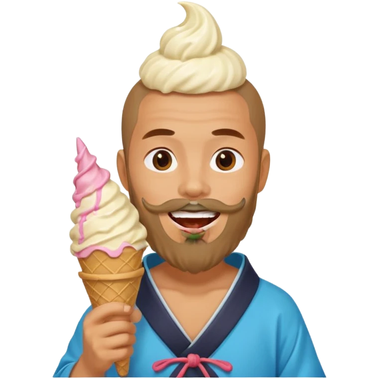SAMURAI WITH EAT ICE CREAM BEARD GAY emoji