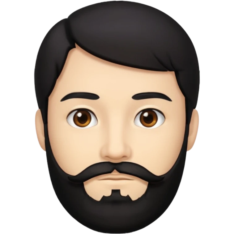 Black hair and black beard. Brown eyes emoji