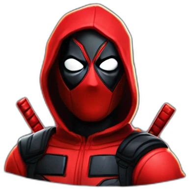 DeadPool fall in love to of Lady Gaga with this style : Riot Games Valorant black red glowing bright red sparks character red black hooded hero themed character emoji