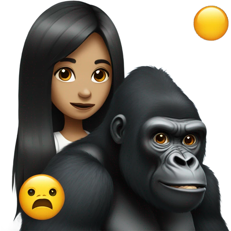 Gorilla with black hair girl emoji