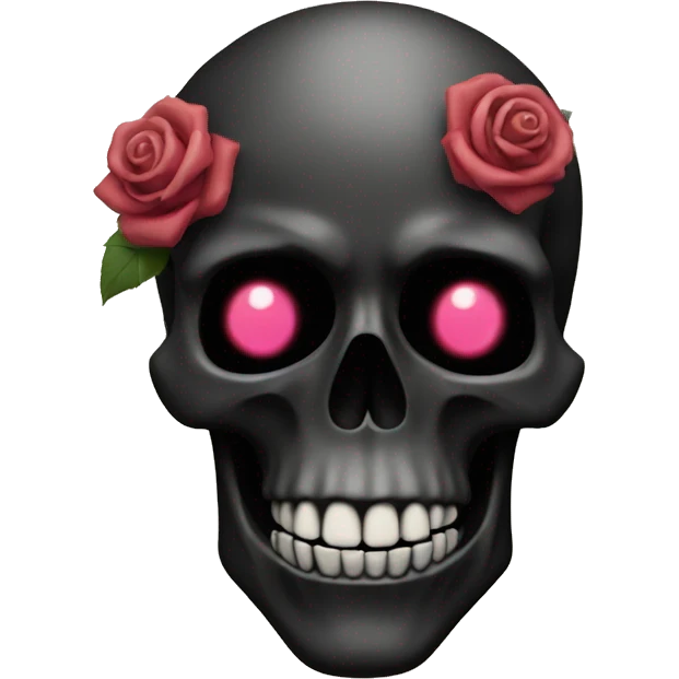 skull black with rose  in mouth emoji