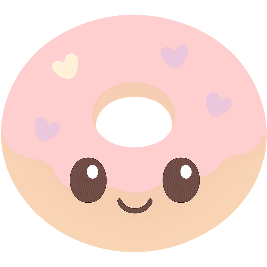 kawaii style smiling donut emoji