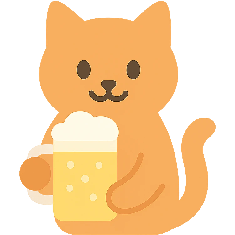 cat holding a beer emoji