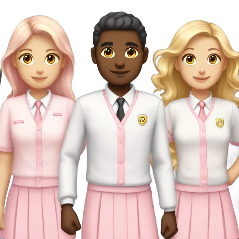 white and pastel pink school uniforms, just the clothes  emoji