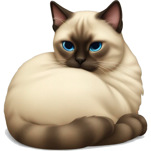 fluffy siamese cat curled up and sleeping emoji