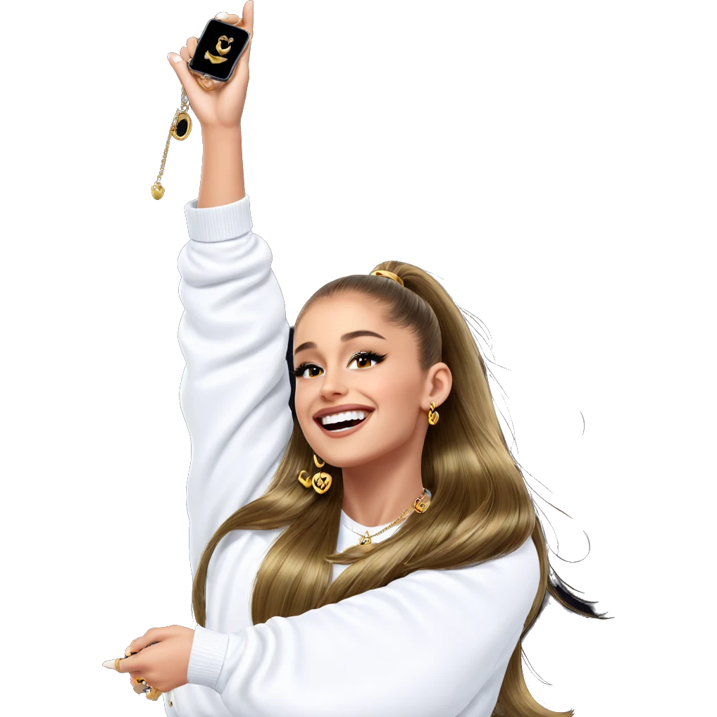 smiling girl holding jewelry emoji
