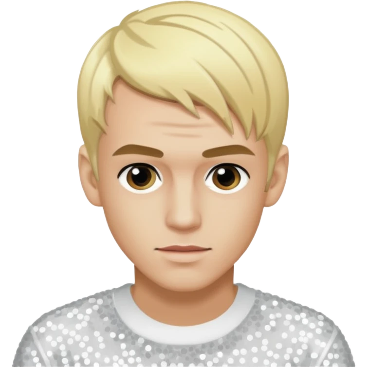 Aaron Carter with light skin, blonde hair, white sequin outfit emoji