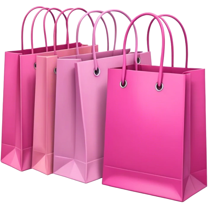 Several shopping bags in multiple different shades of pink emoji