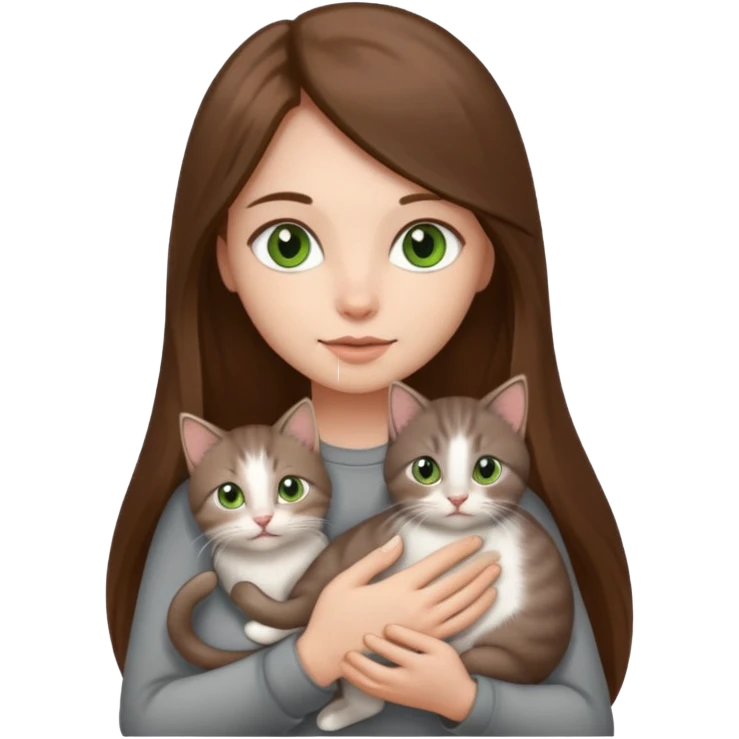 make it with greener eyes and straight long hair with grey kitten emoji