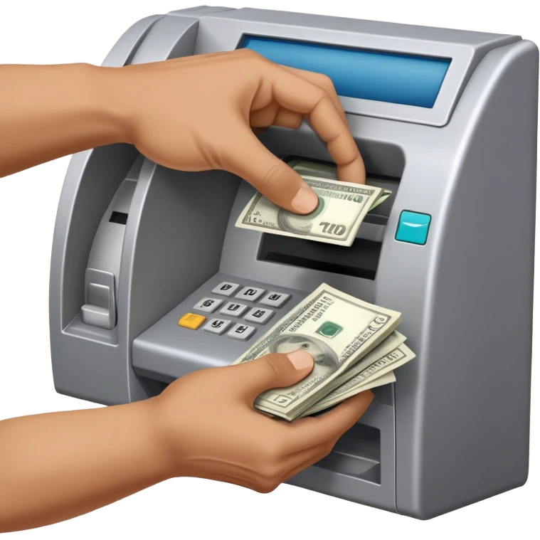 scammer's hand pulling money from ATM emoji