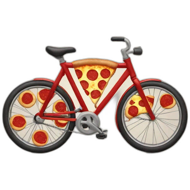 bike with pizza pies instead of wheels emoji