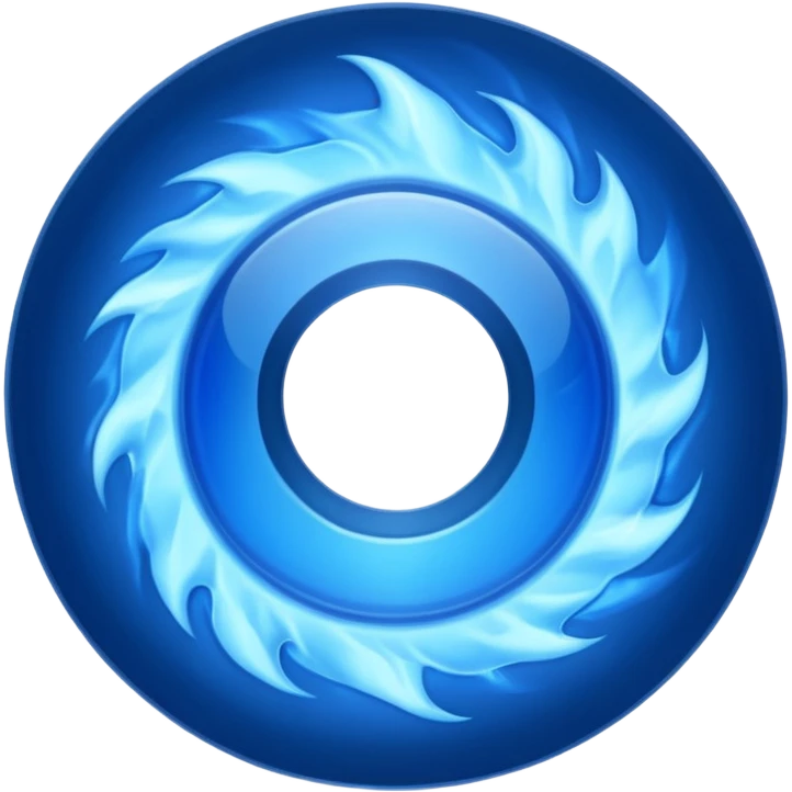 A minimalist CD disc with a subtle fire design, blue flames emoji