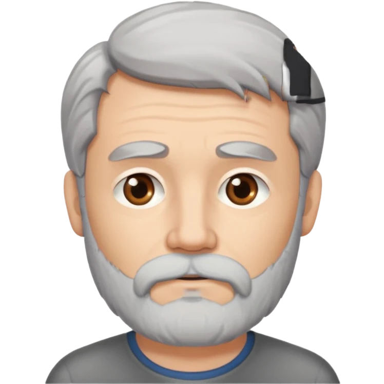 Grey haired bearded man thinking about a pretty brunette woman emoji