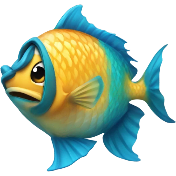 Fish lifting weights emoji
