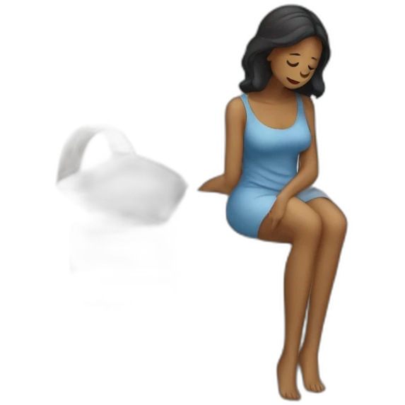 femme qui pleure au lit emoji